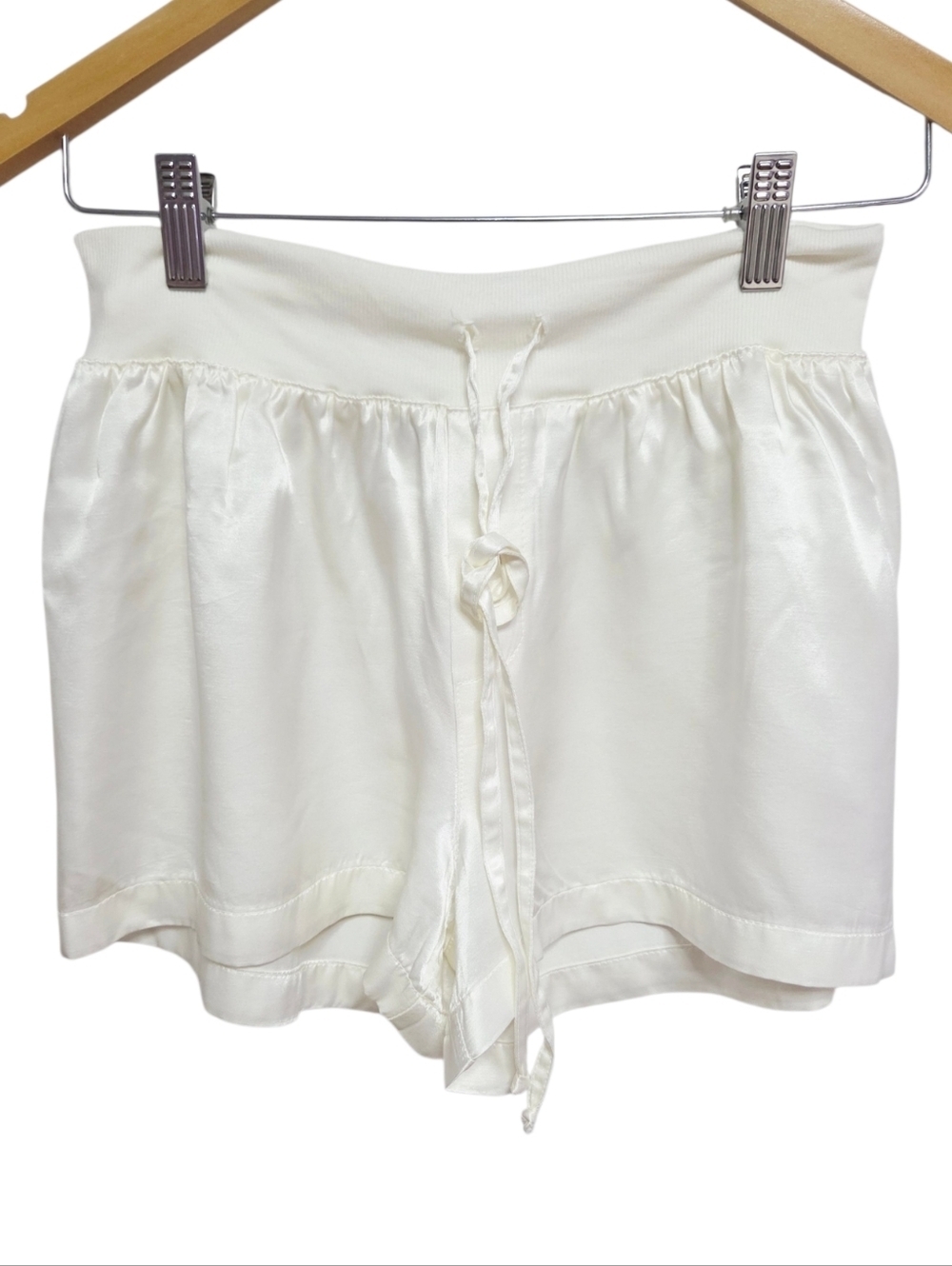 PJ Harlow Mikel Satin Boxer Pajamas Shorts Pearl White XSmall - Picture 2 of 6